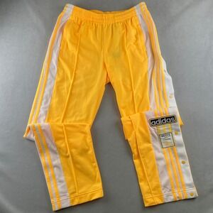 Adidas Pants Womens M Yellow Snap Button Track Pants Athletic IZ2760 3 Stripes